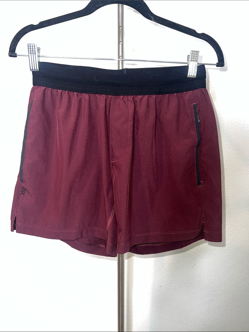 RHONE Men's Performance Shorts - Burgundy with Black Waistband